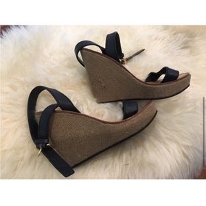 Miu miu black and canvas wedges
